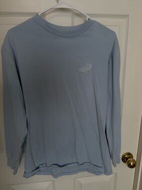 PacSun Light Blue Long Sleeve Crew Tee with Subtle Chest Stitch